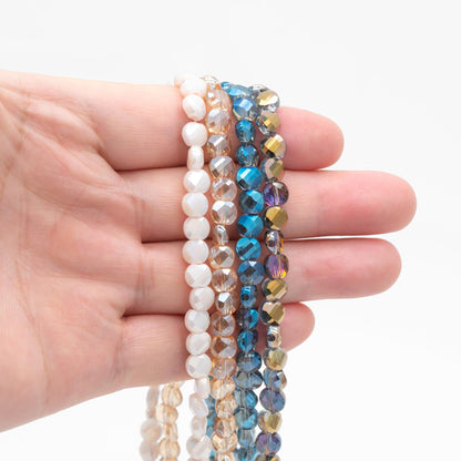 95pcs Faceted Coin Glass Beads, Crystal Round Button Beads 6mm, (TS-98)