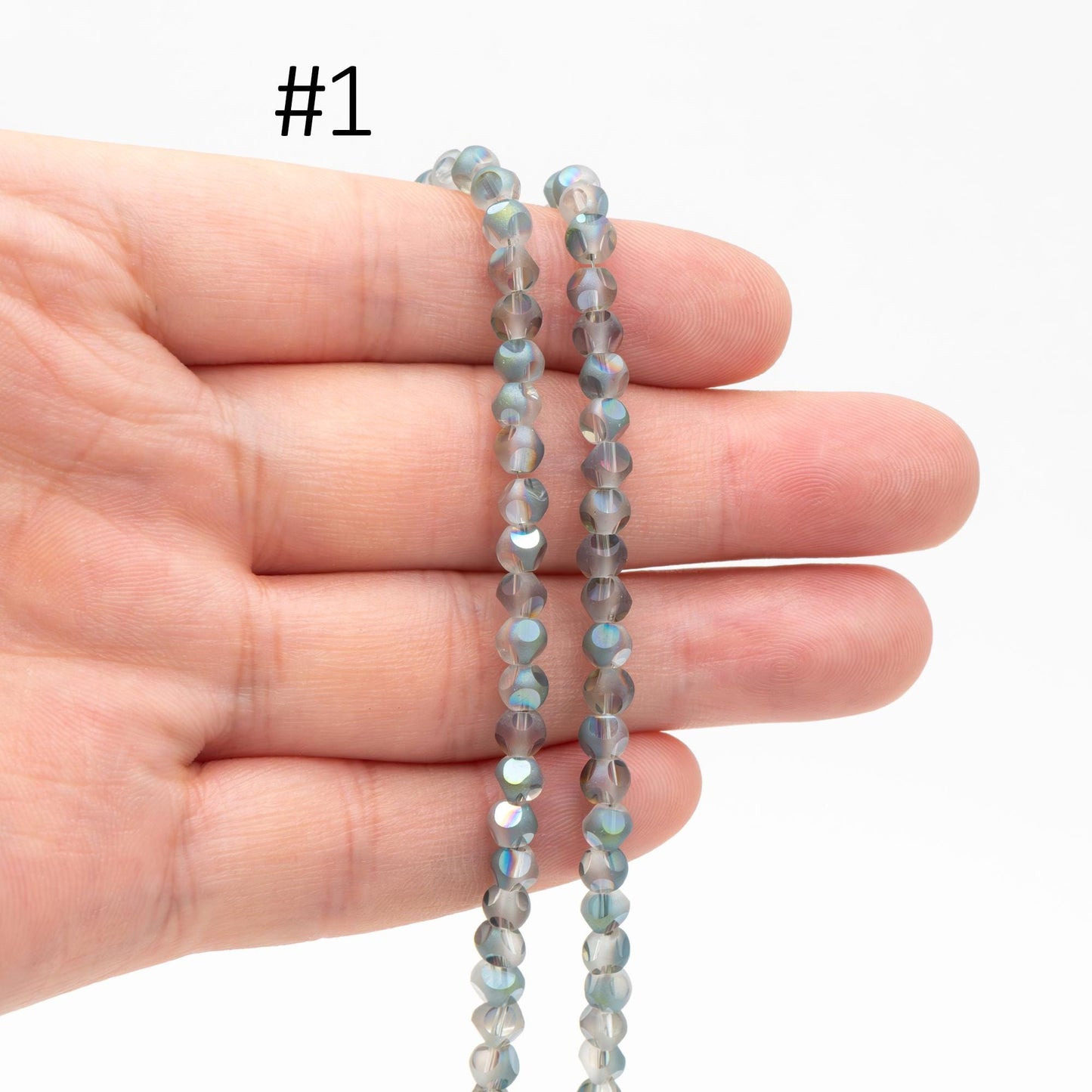 Matte Glass Faceted Round Beads 4mm, Frosted Crystal Ball Spacer Beads, (TS-100)/ 85 beads