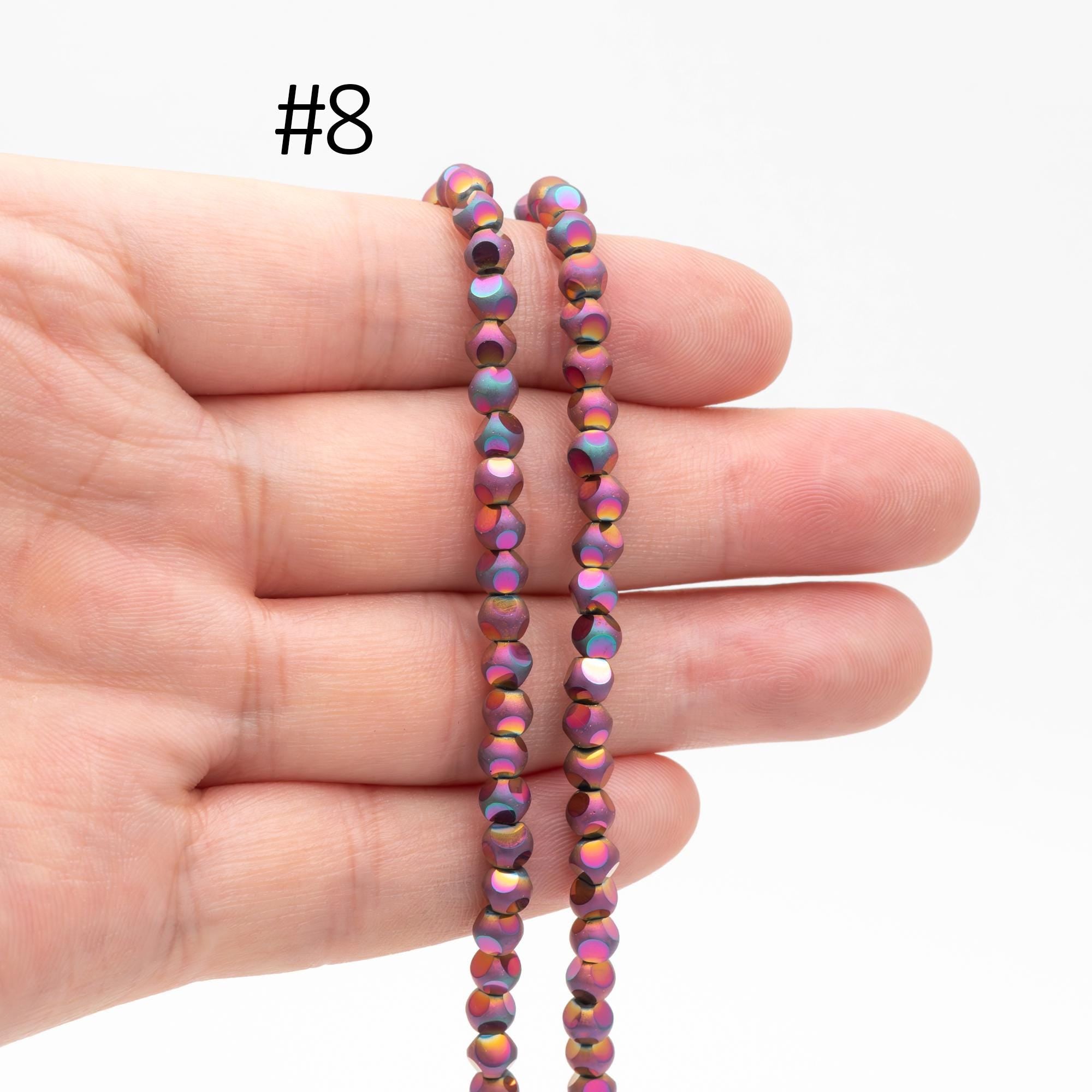 Matte Glass Faceted Round Beads 4mm, Frosted Crystal Ball Spacer Beads, (TS-100)/ 85 beads