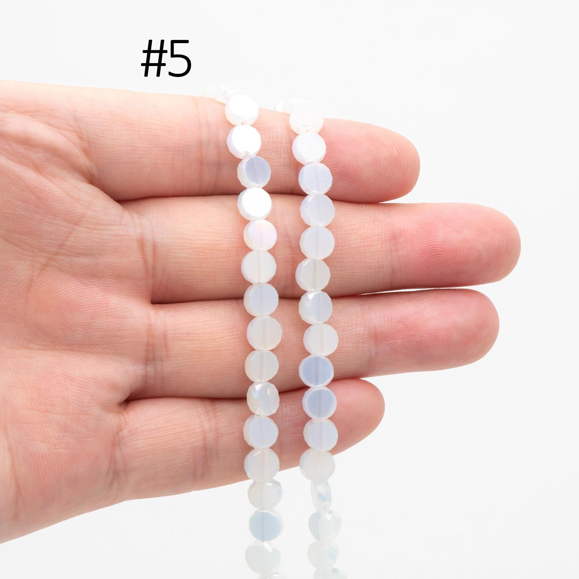 95pcs Faceted Coin Glass Beads, Crystal Round Button Beads 6mm, (TS-104)