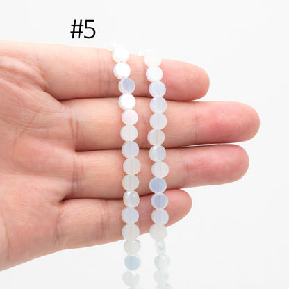 95pcs Faceted Coin Glass Beads, Crystal Round Button Beads 6mm, (TS-104)