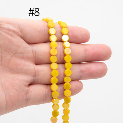 95pcs Faceted Coin Glass Beads, Crystal Round Button Beads 6mm, (TS-104)