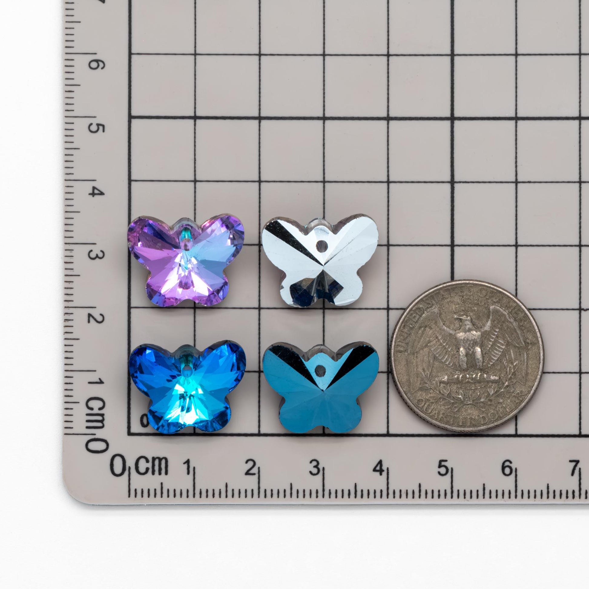 20pcs Crystal Faceted Butterfly Beads 18mm, Glass Butterfly Charm Pendants, (TS-105)