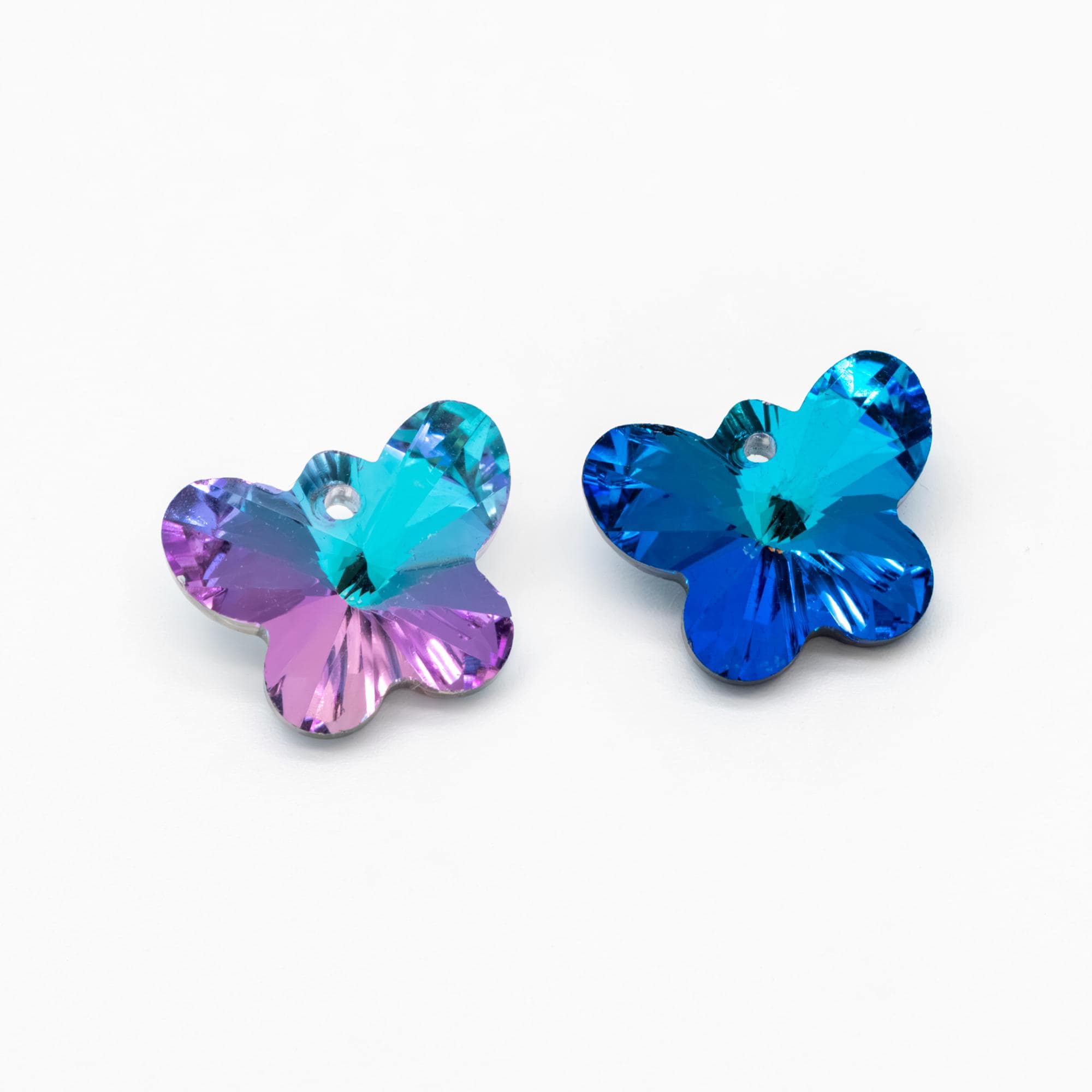 20pcs Crystal Faceted Butterfly Beads 18mm, Glass Butterfly Charm Pendants, (TS-105)