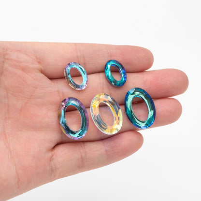 10pcs Faceted Crystal Crystal Oval Cosmic Ring (#TS-118)