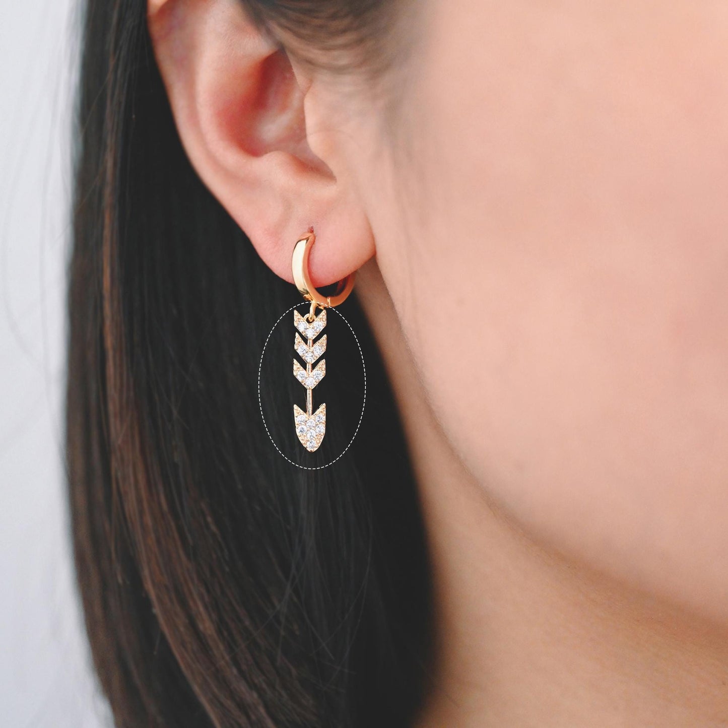 4pcs CZ pave Gold Arrow Charms, 18K Gold plated Brass, Dainty Arrow Pendant (GB-2466)