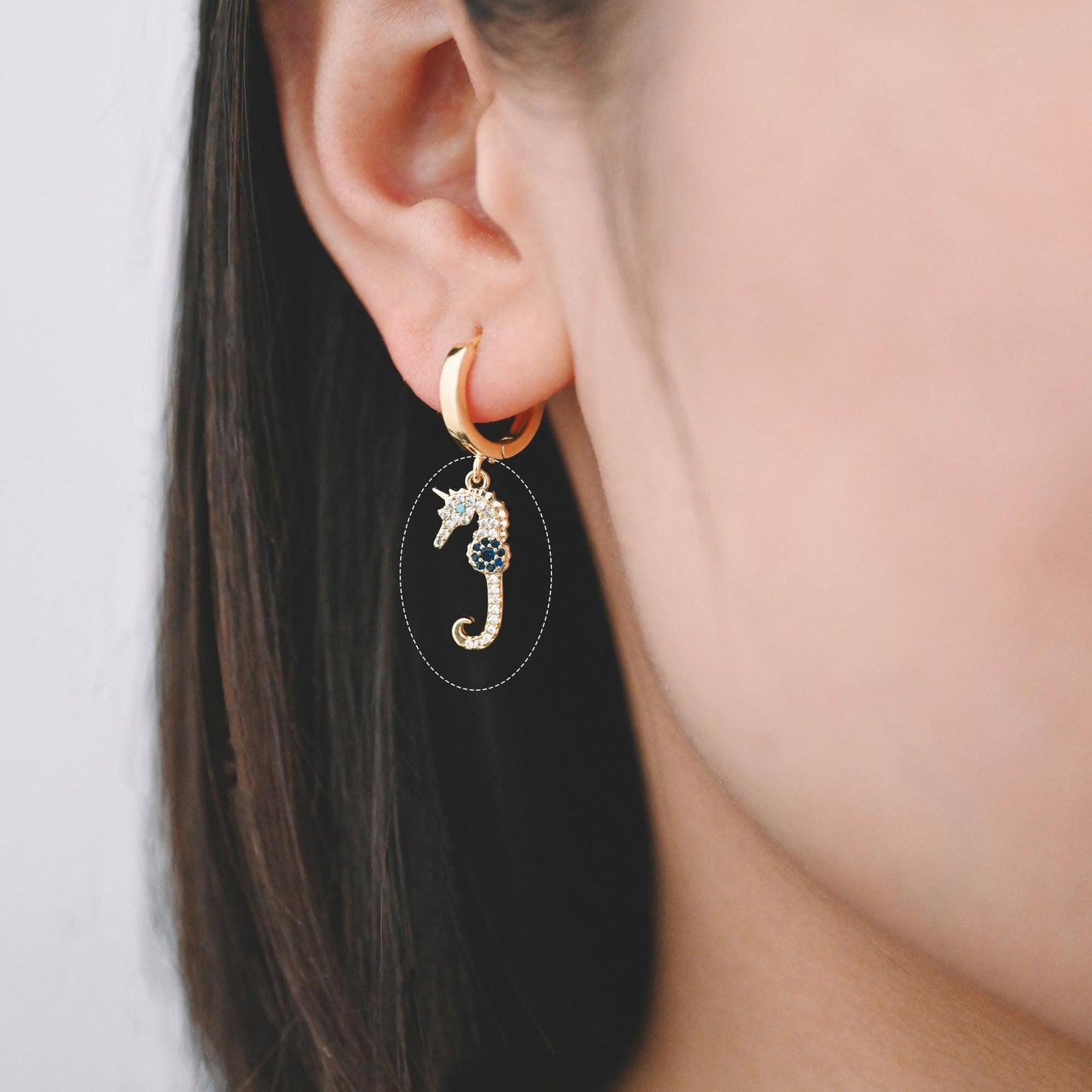 4pcs CZ Pave Seahorse Charm, Hippocampus Pendants for Necklace/ Earrings, DIY Supplies Wholesale (GB-2502)