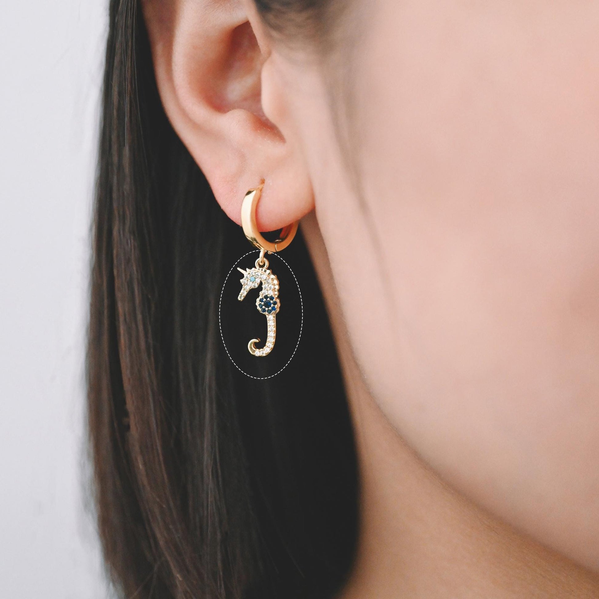 4pcs CZ Pave Seahorse Charm, Hippocampus Pendants for Necklace/ Earrings, DIY Supplies Wholesale (GB-2502)