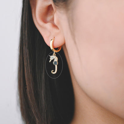 4pcs CZ Pave Seahorse Charm, Hippocampus Pendants for Necklace/ Earrings, DIY Supplies Wholesale (GB-2502)