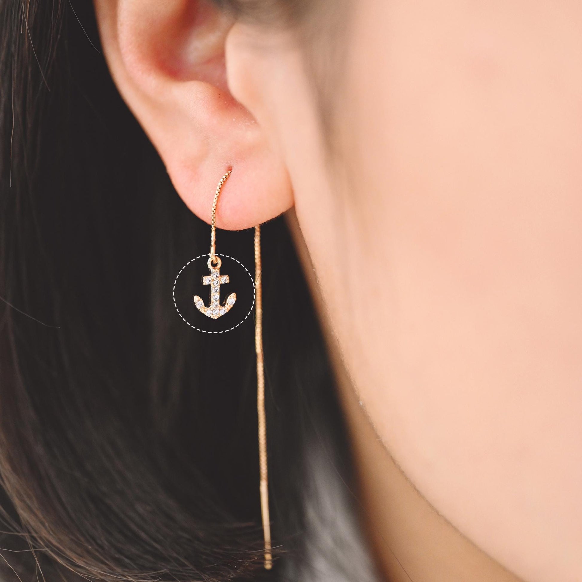 4pcs Gold Anchor Charms, Real Gold plated Brass, Dainty Nautical Earring Charms (GB-3746)