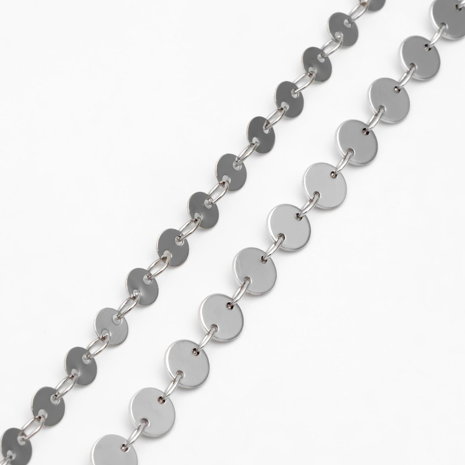 Gold/ Silver tone Round Disc Chains 4mm/ 5mm, Handmade Disk Geometric Chain (#LK-154)/ 1 Meter=3.3 feet