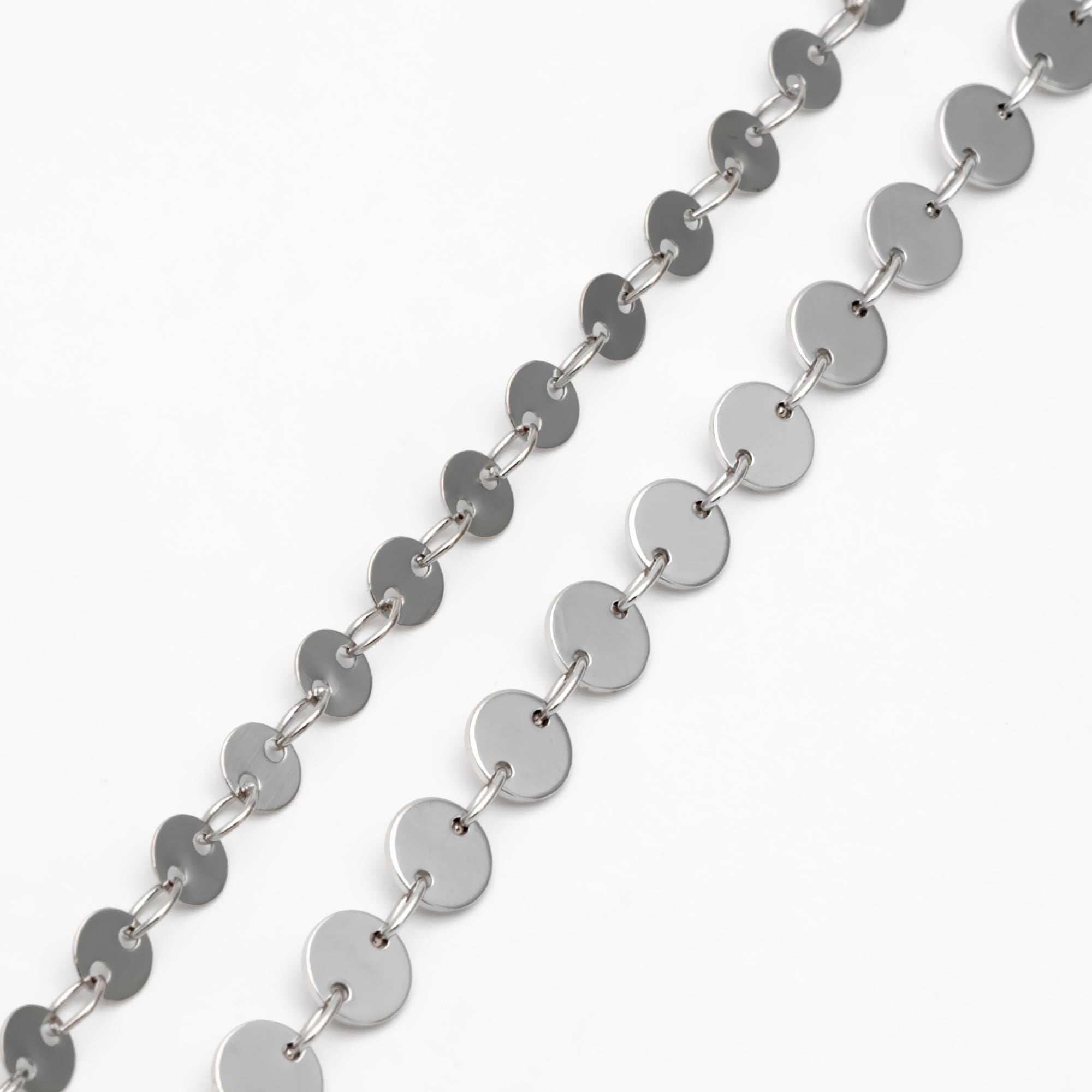 Gold/ Silver tone Round Disc Chains 4mm/ 5mm, Handmade Disk Geometric Chain (#LK-154)/ 1 Meter=3.3 feet