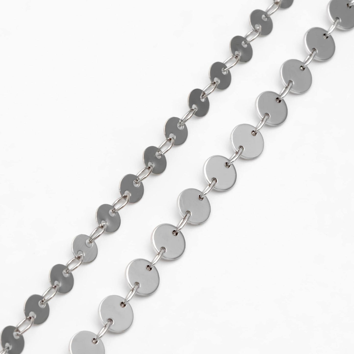 Gold/ Silver tone Round Disc Chains 4mm/ 5mm, Handmade Disk Geometric Chain (#LK-154)/ 1 Meter=3.3 feet