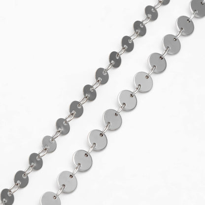 Gold/ Silver tone Round Disc Chains 4mm/ 5mm, Handmade Disk Geometric Chain (#LK-154)/ 1 Meter=3.3 feet