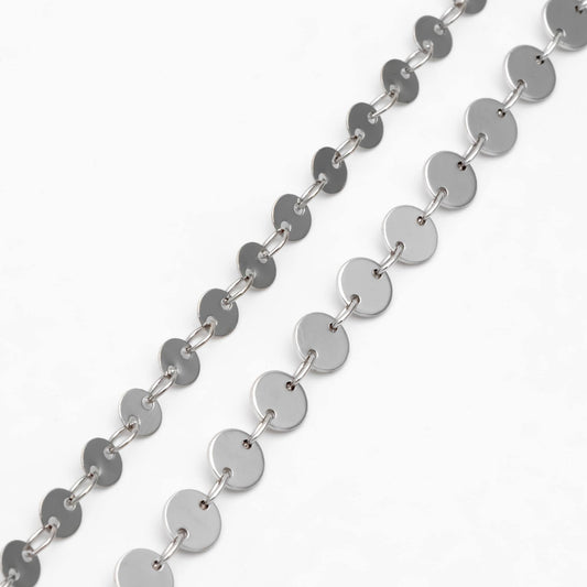 Gold/ Silver tone Round Disc Chains 4mm/ 5mm, Handmade Disk Geometric Chain (#LK-154)/ 1 Meter=3.3 feet