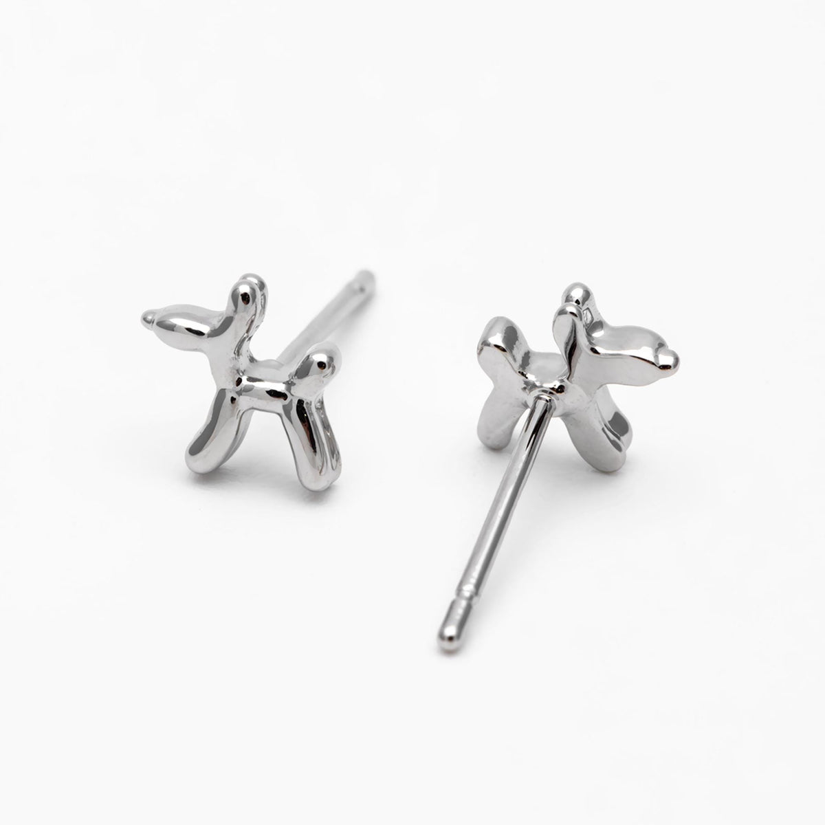 10pcs Gold/ Silver Tone Dog Earrings, 18K Gold/ Rhodium Plated Brass, Minimalist Balloon Dog Stud Earring (GB-4665)