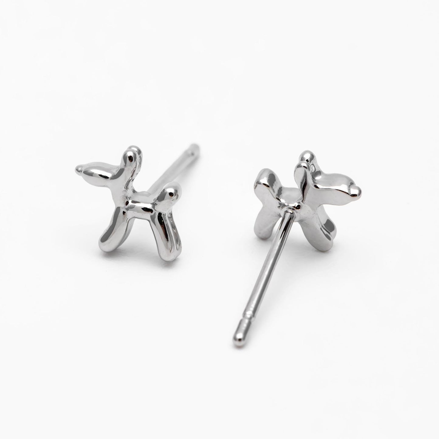 10pcs Gold/ Silver Tone Dog Earrings, 18K Gold/ Rhodium Plated Brass, Minimalist Balloon Dog Stud Earring (GB-4665)