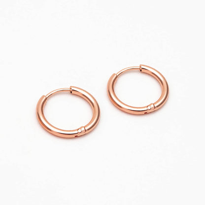 10pcs Gold/ Silver Rose Gold Huggie Hoop Earrings 14/ 16/ 18mm, Stainless Steel Hoops, Simple Hoops 1.6mm thick (GB-2200)