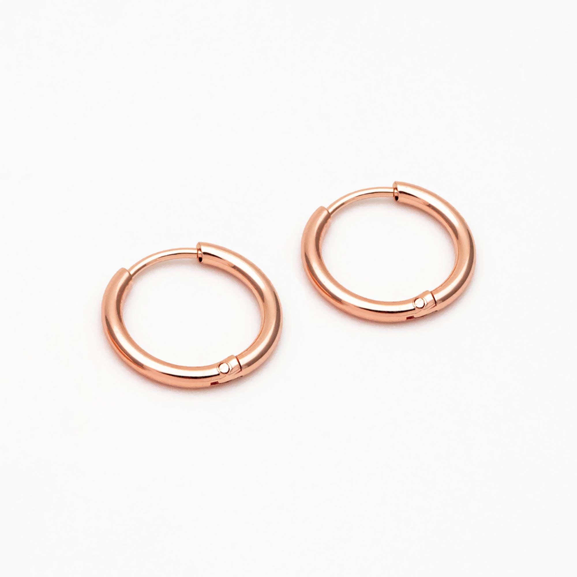 10pcs Gold/ Silver Rose Gold Huggie Hoop Earrings 14/ 16/ 18mm, Stainless Steel Hoops, Simple Hoops 1.6mm thick (GB-2200)