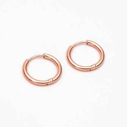 10pcs Gold/ Silver Rose Gold Huggie Hoop Earrings 14/ 16/ 18mm, Stainless Steel Hoops, Simple Hoops 1.6mm thick (GB-2200)