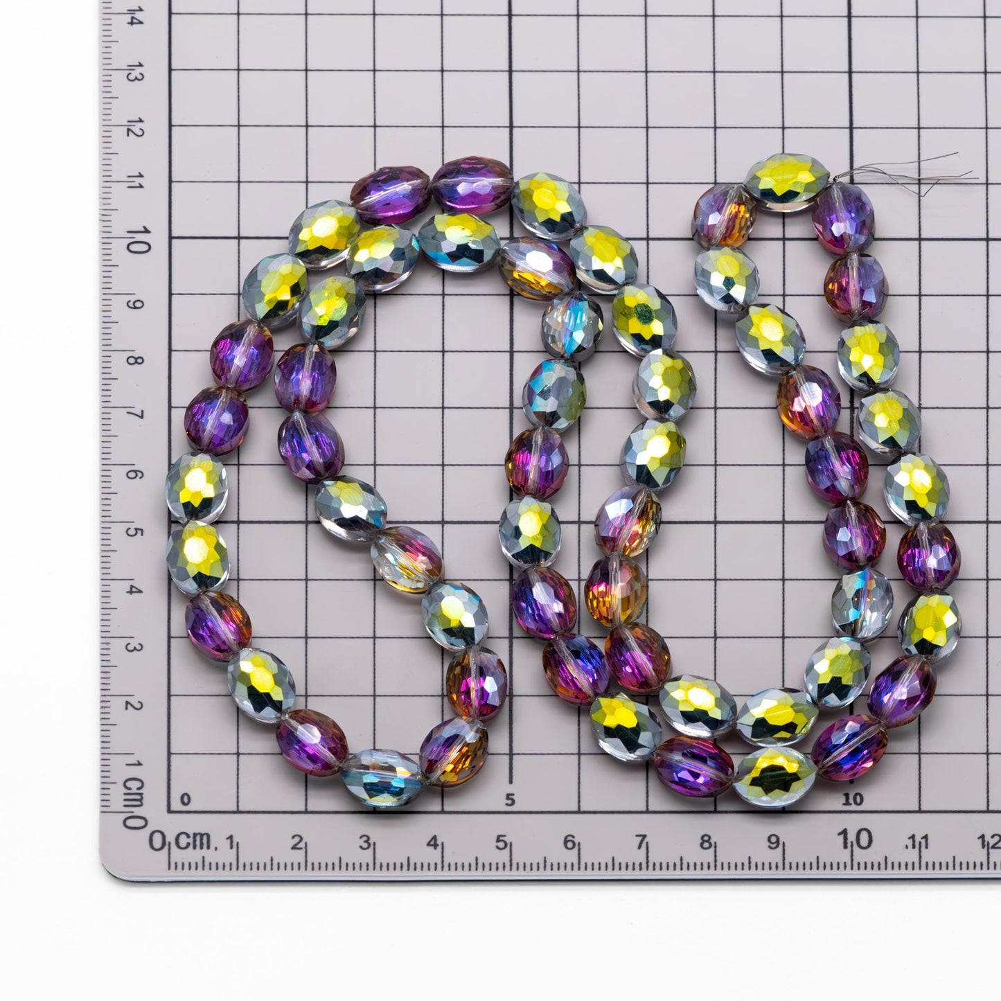 Frosted Oval Crystal Glass Faceted beads 12mm Clear (TS-01)/ 68pcs