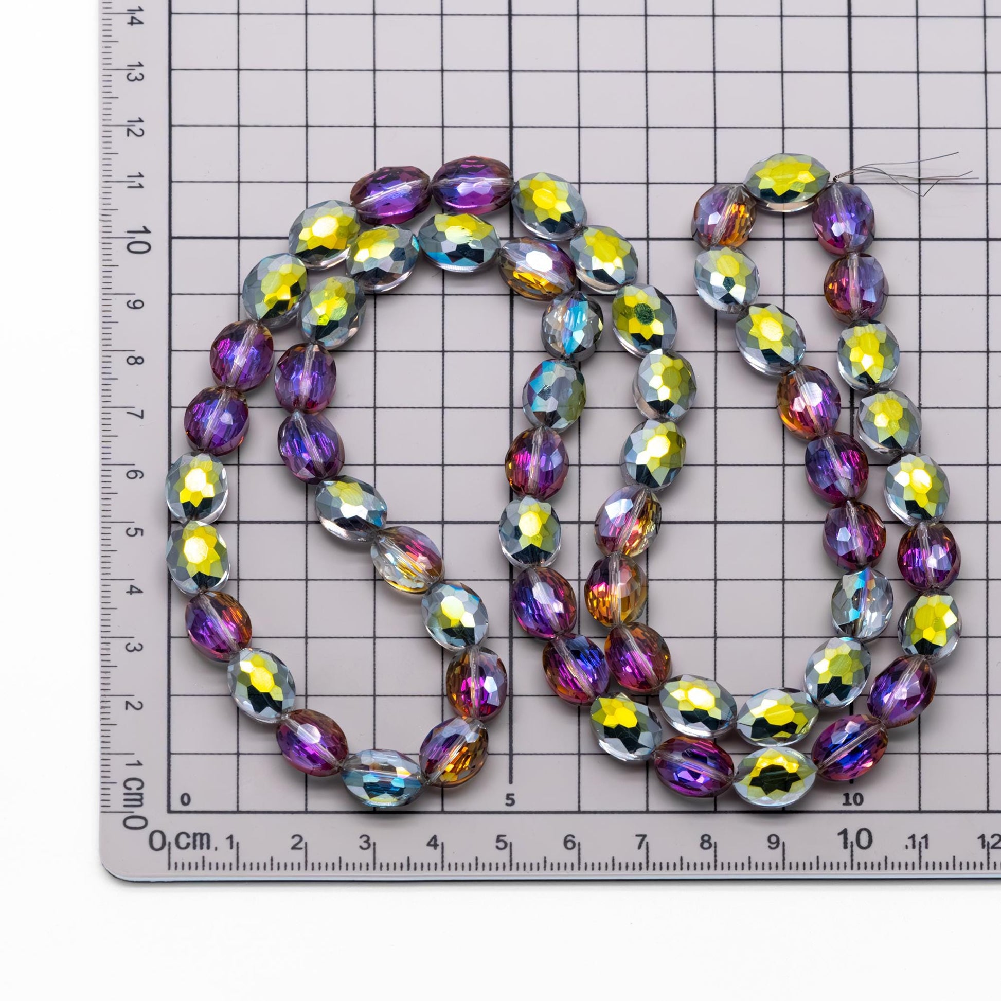 Frosted Oval Crystal Glass Faceted beads 12mm Clear (TS-01)/ 68pcs