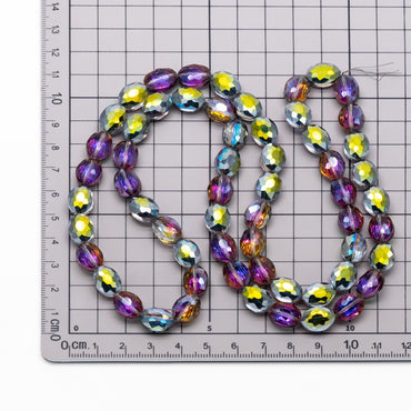 Frosted Oval Crystal Glass Faceted beads 12mm Clear (TS-01)/ 68pcs