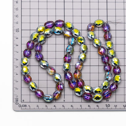 Frosted Oval Crystal Glass Faceted beads 12mm Clear (TS-01)/ 68pcs