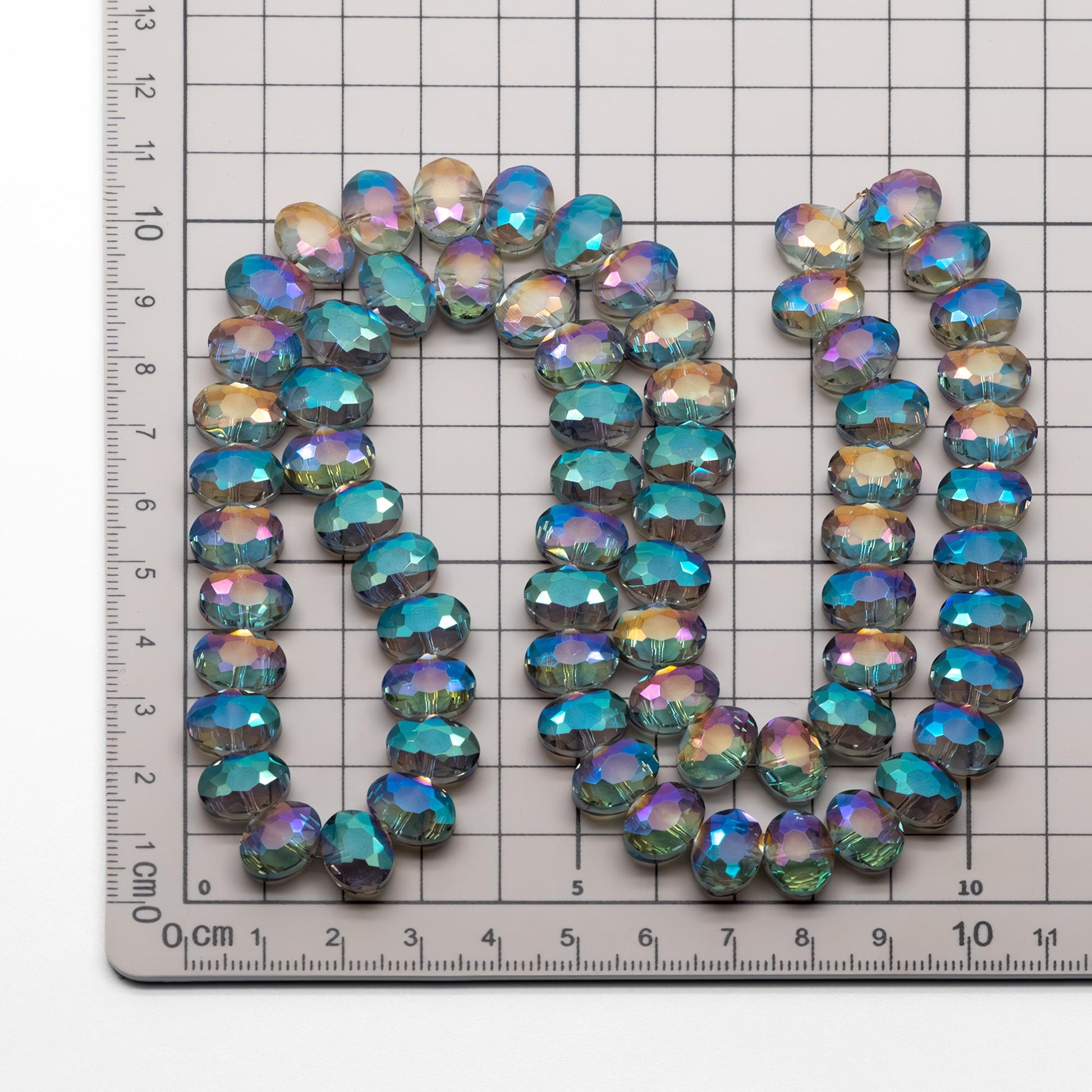 Frosted Oval Crystal Glass Faceted beads 12mm Clear (TS-55)/ 68pcs