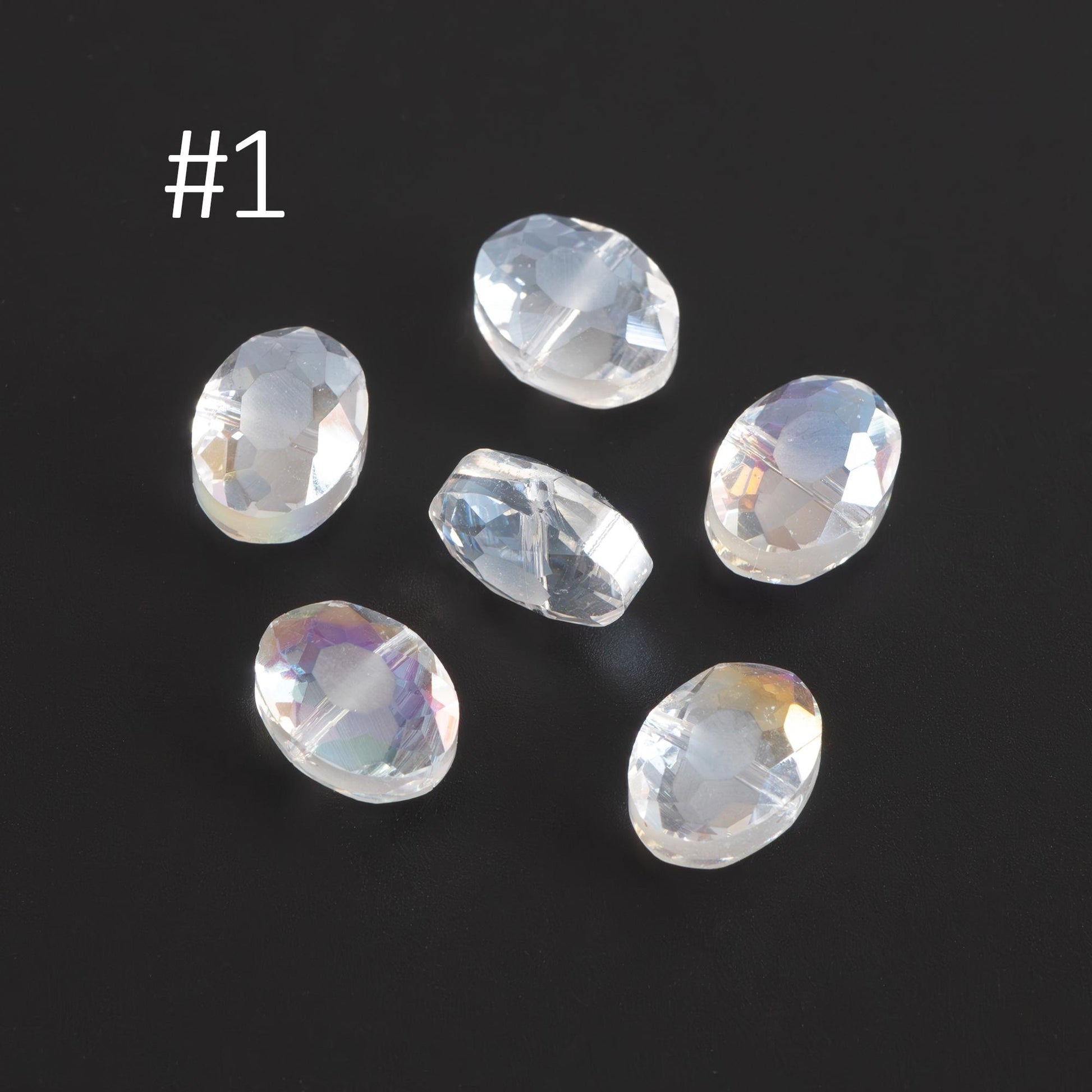 Frosted Oval Crystal Glass Faceted beads 12mm Clear (TS-55)/ 68pcs
