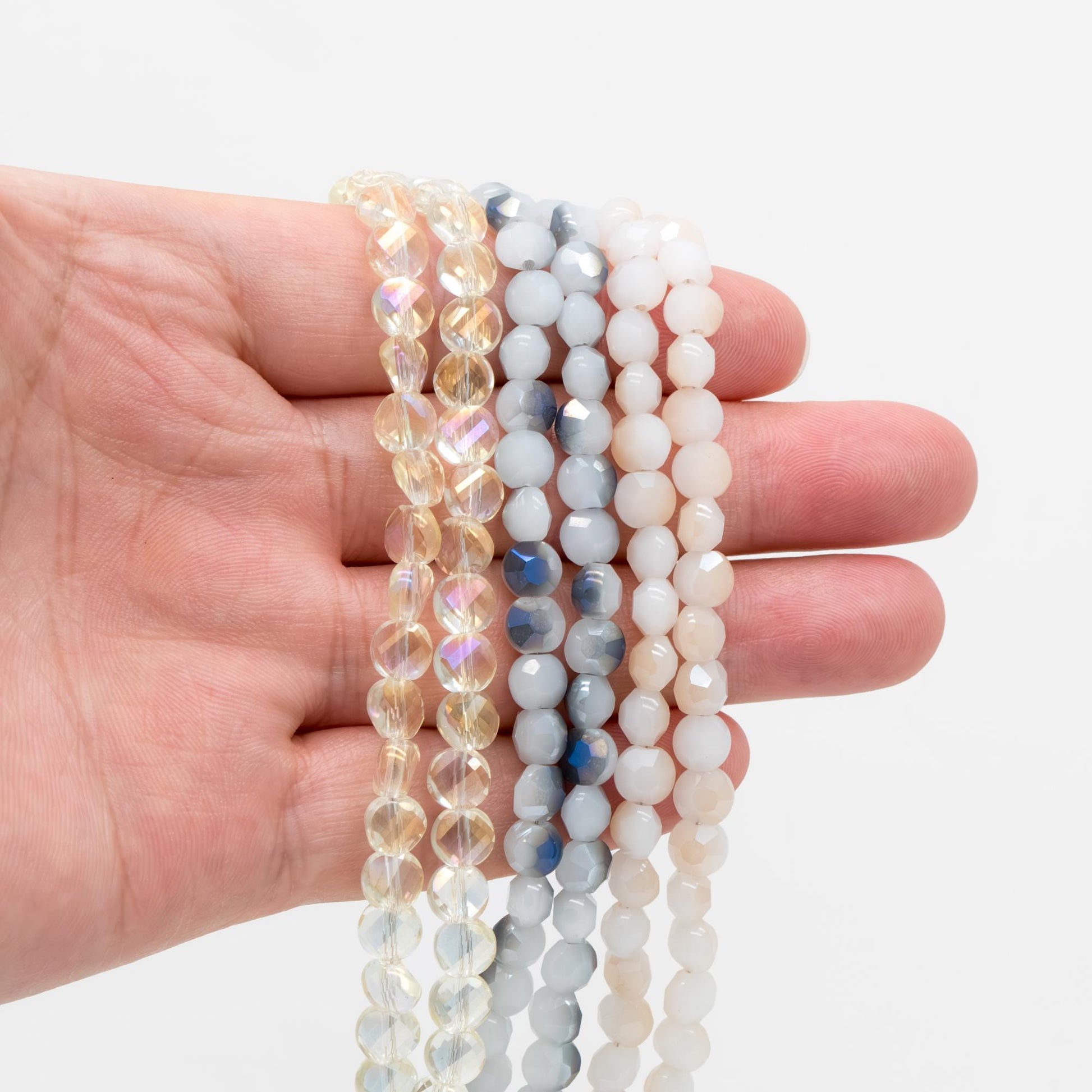 Coin Crystal Glass Faceted Beads 6mm (TS-62)/ 19" strand