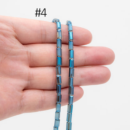 Square Tube/ Long Cube Crystal Glass Faceted Stick Beads 6mm (TS-63)/ 17" strand