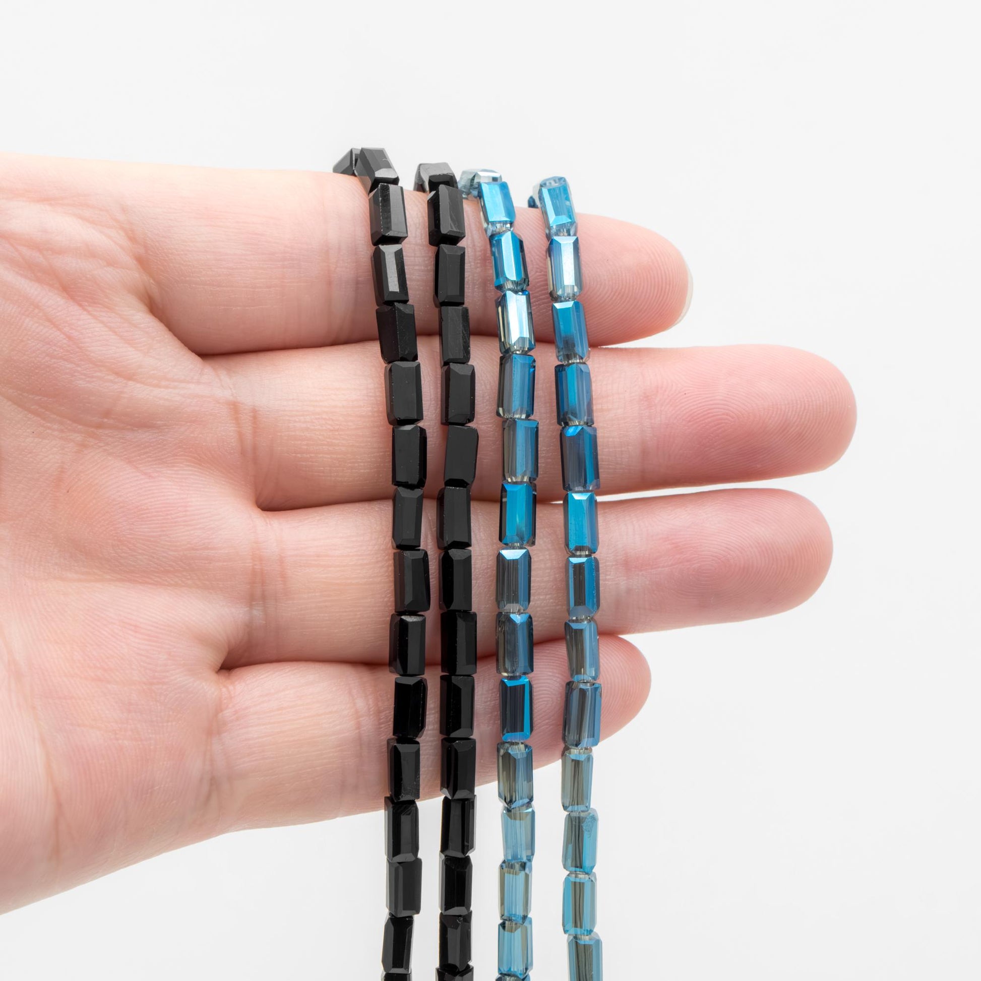 Square Tube/ Long Cube Crystal Glass Faceted Stick Beads 6mm (TS-63)/ 17" strand