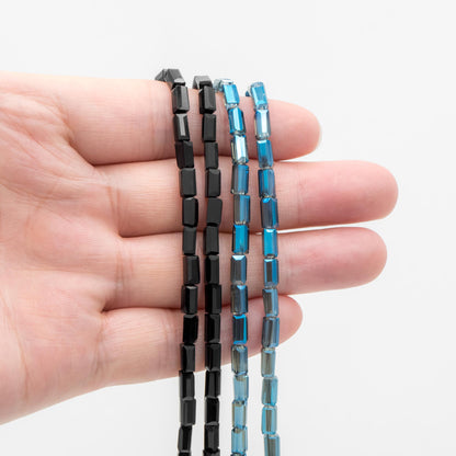 Square Tube/ Long Cube Crystal Glass Faceted Stick Beads 6mm (TS-63)/ 17" strand