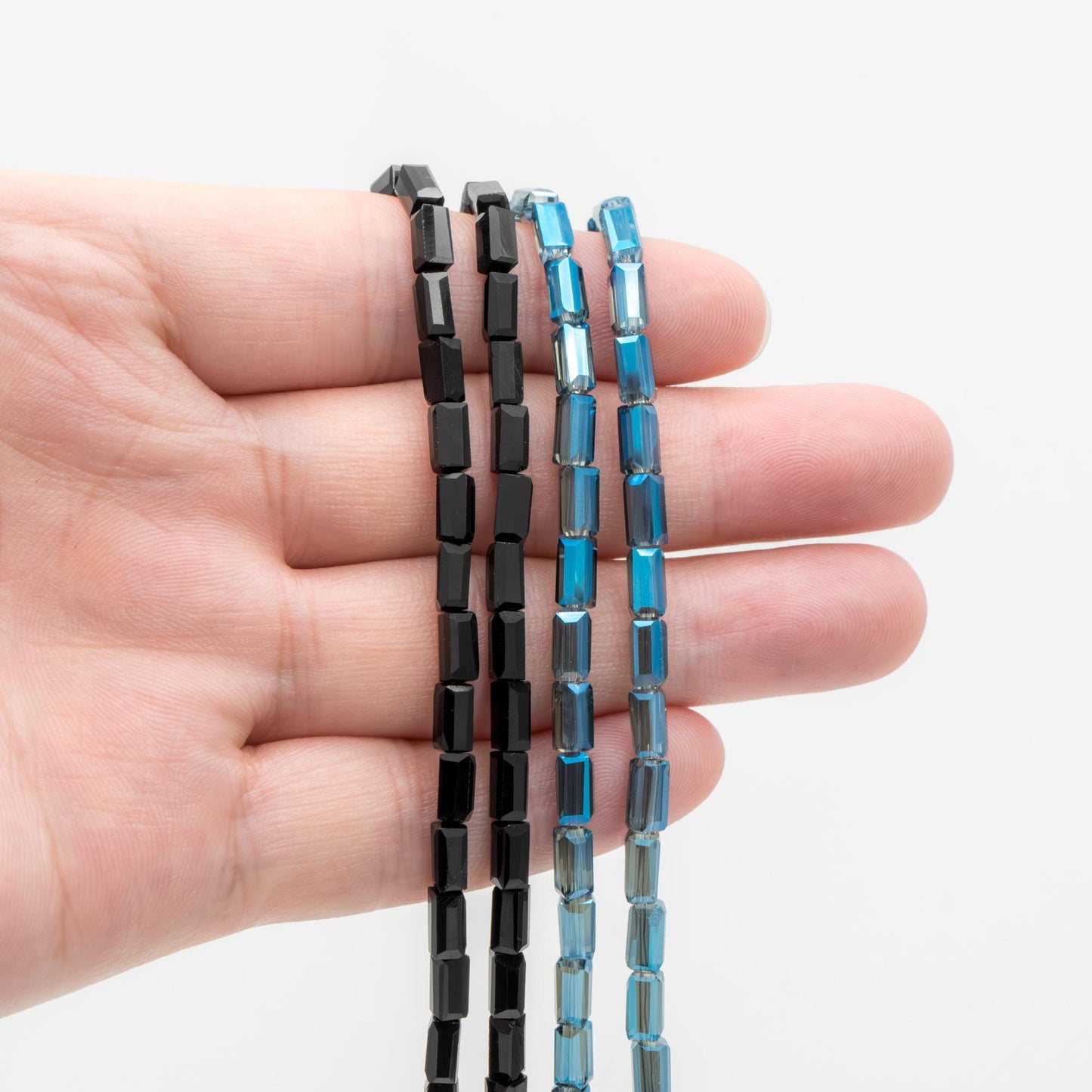 Square Tube/ Long Cube Crystal Glass Faceted Stick Beads 6mm (TS-63)/ 17" strand