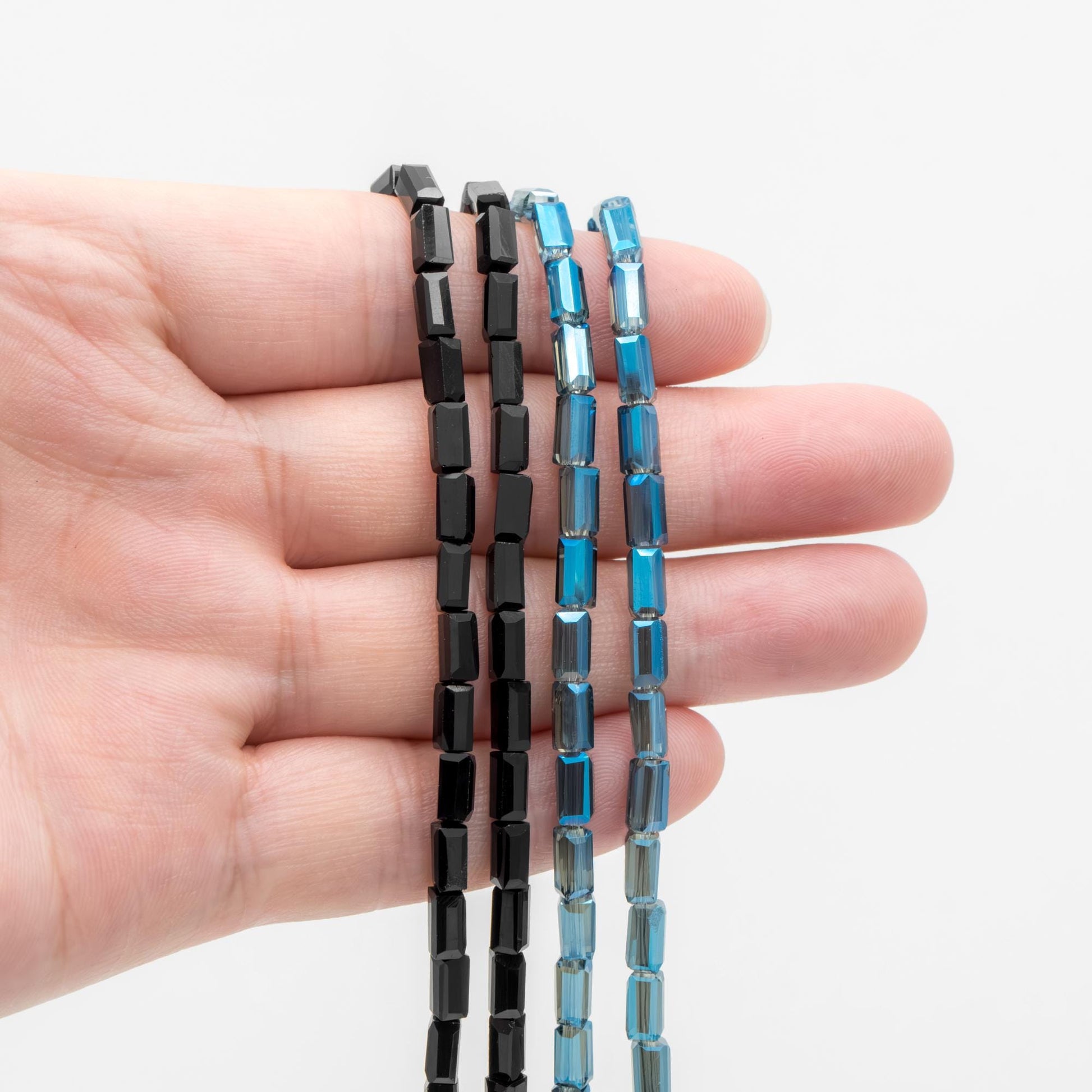 Square Tube/ Long Cube Crystal Glass Faceted Stick Beads 6mm (TS-63)/ 17" strand