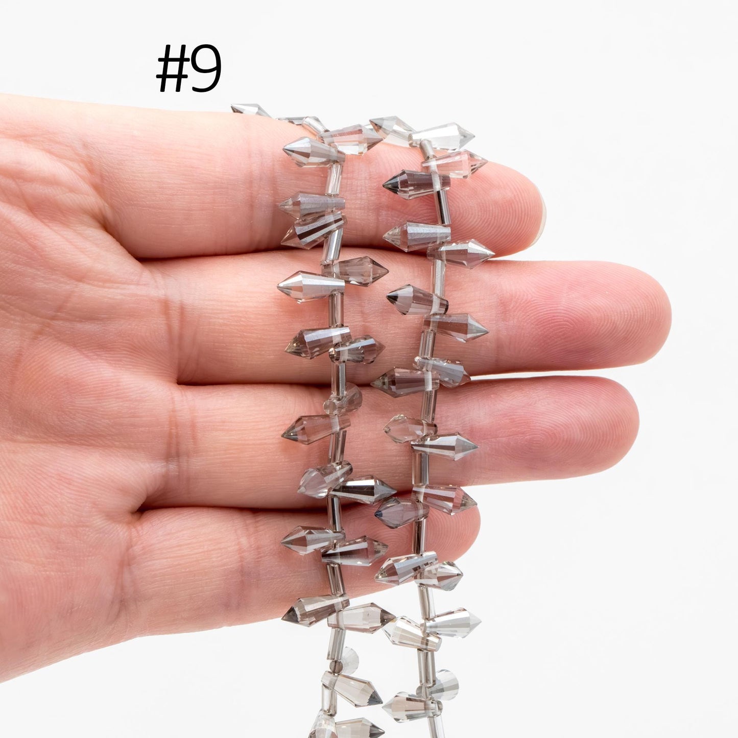 100 beads- Faceted Crystal Briolettes 8x4mm, Top Drilled Glass Teardrop, Bicone Long Drop Beads, (#TS-72)