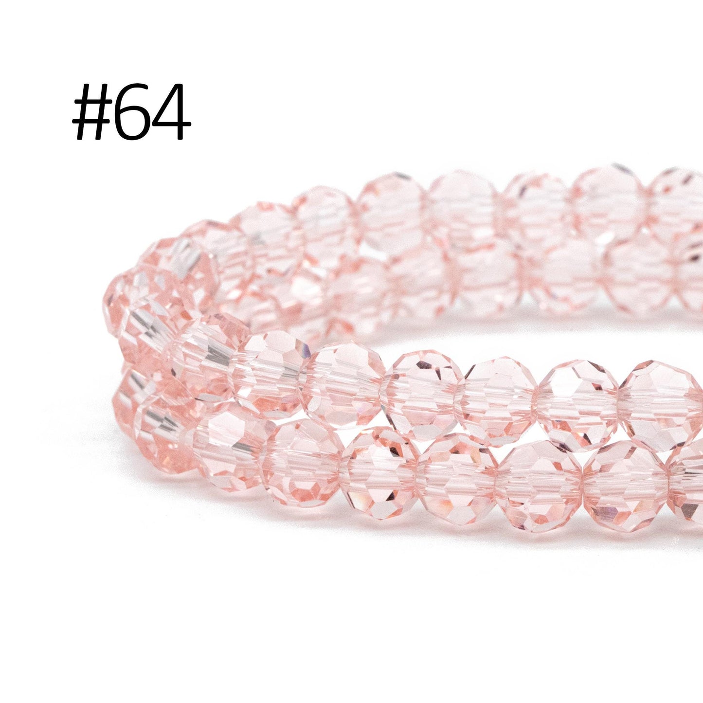 95pcs Round Faceted Crystal Glass Beads 6mm Rose Gold- (32QZ-06)