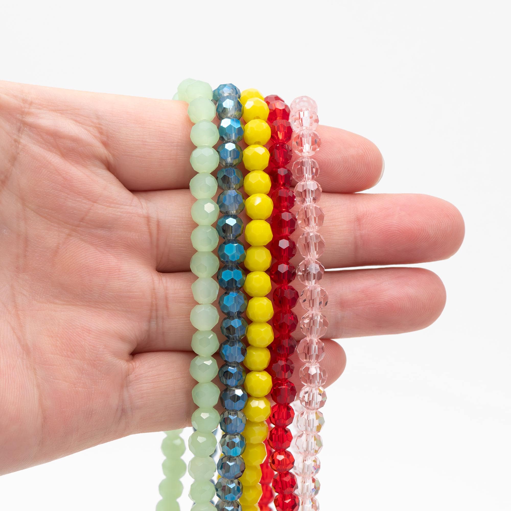 95pcs Round Faceted Crystal Glass Beads 6mm Rose Gold- (32QZ-06)