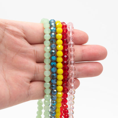 95pcs Round Faceted Crystal Glass Beads 6mm Rose Gold- (32QZ-06)