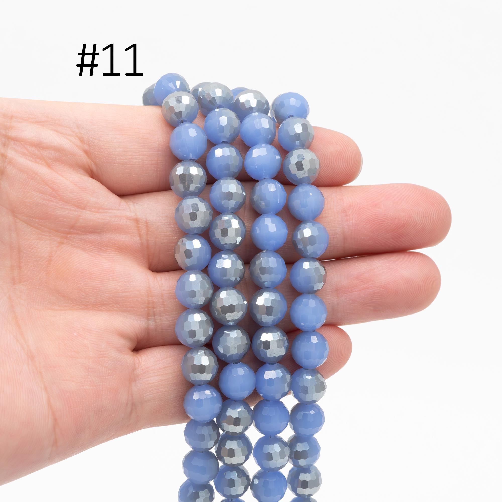 70pcs Round Faceted Crystal Glass Beads 8mm (96QZ-08)