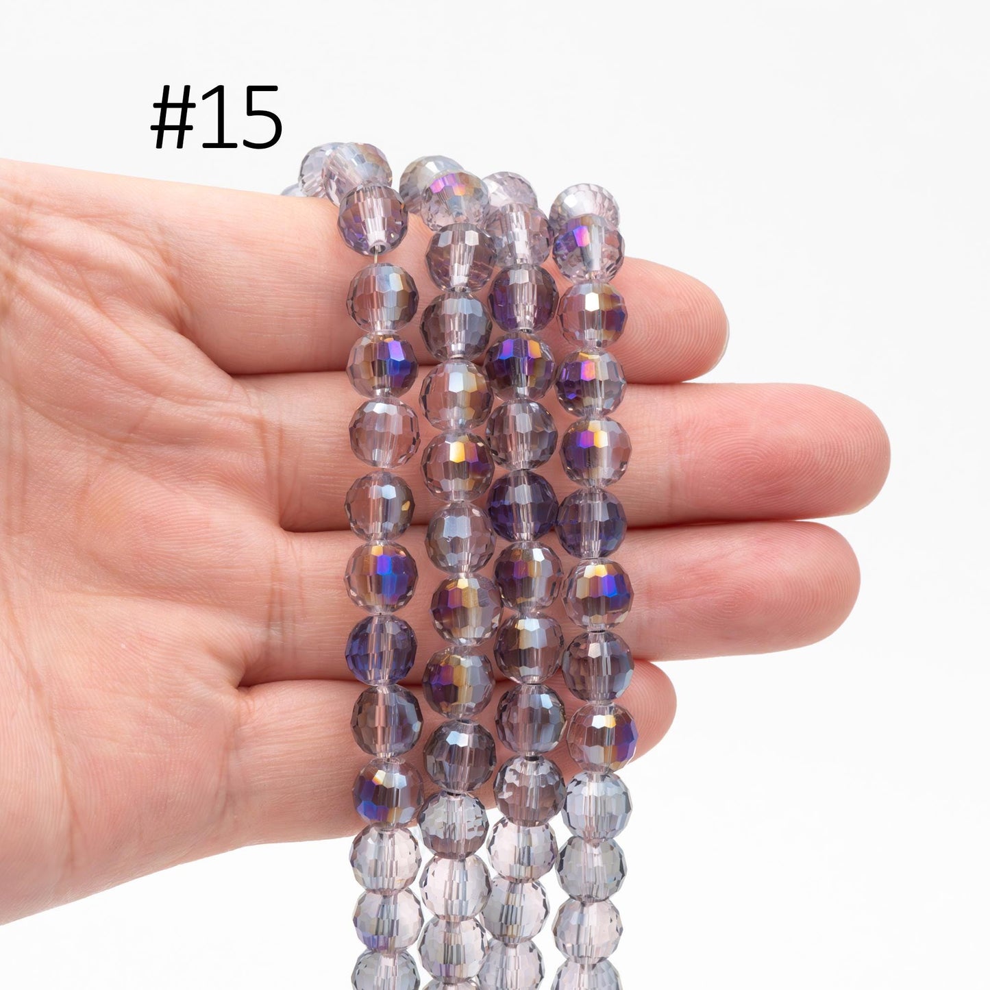 70pcs Round Faceted Crystal Glass Beads 8mm (96QZ-08)
