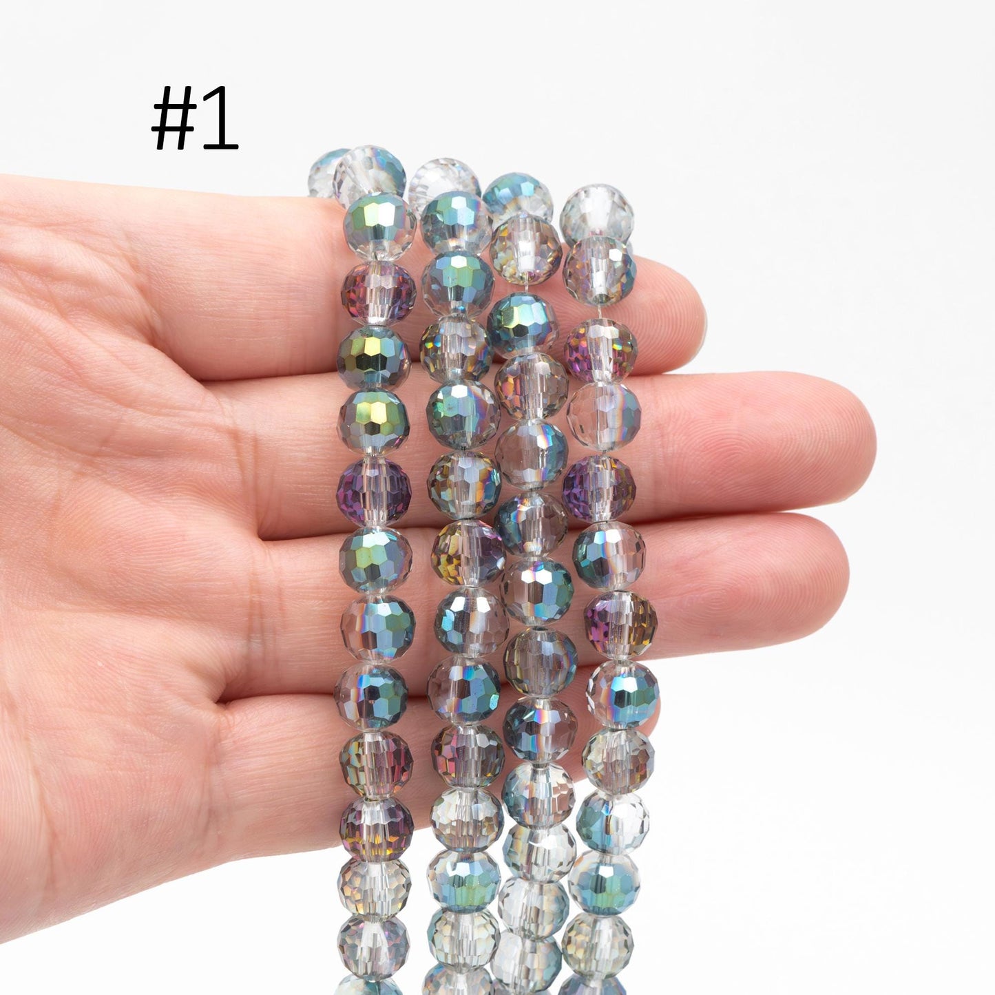 70pcs Round Faceted Crystal Glass Beads 8mm (96QZ-08)