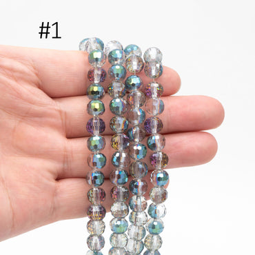 70pcs Round Faceted Crystal Glass Beads 8mm (96QZ-08)