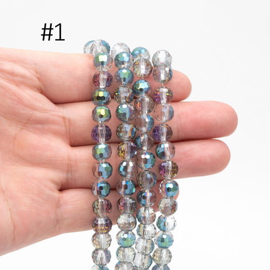 70pcs Round Faceted Crystal Glass Beads 8mm (96QZ-08)