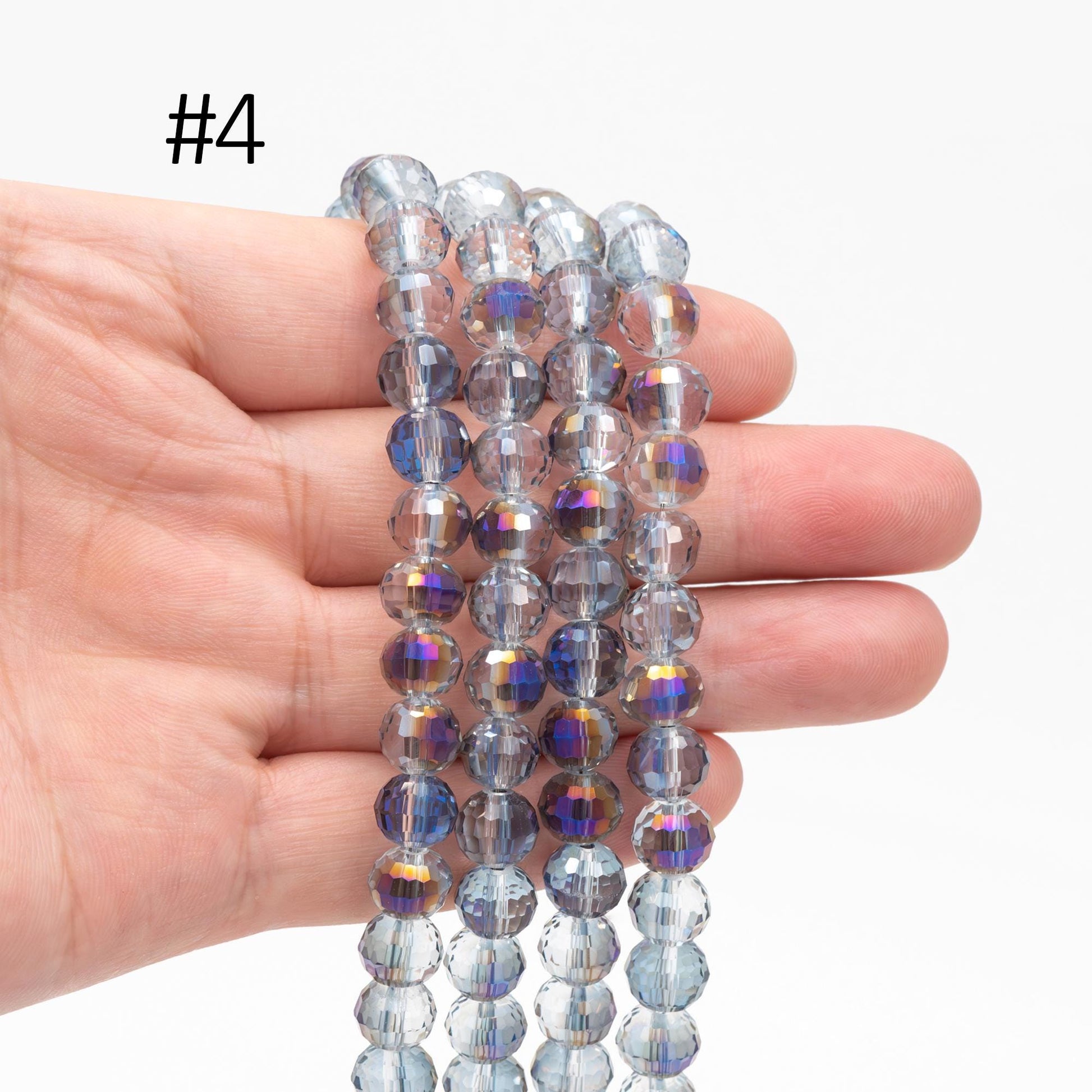 70pcs Round Faceted Crystal Glass Beads 8mm (96QZ-08)