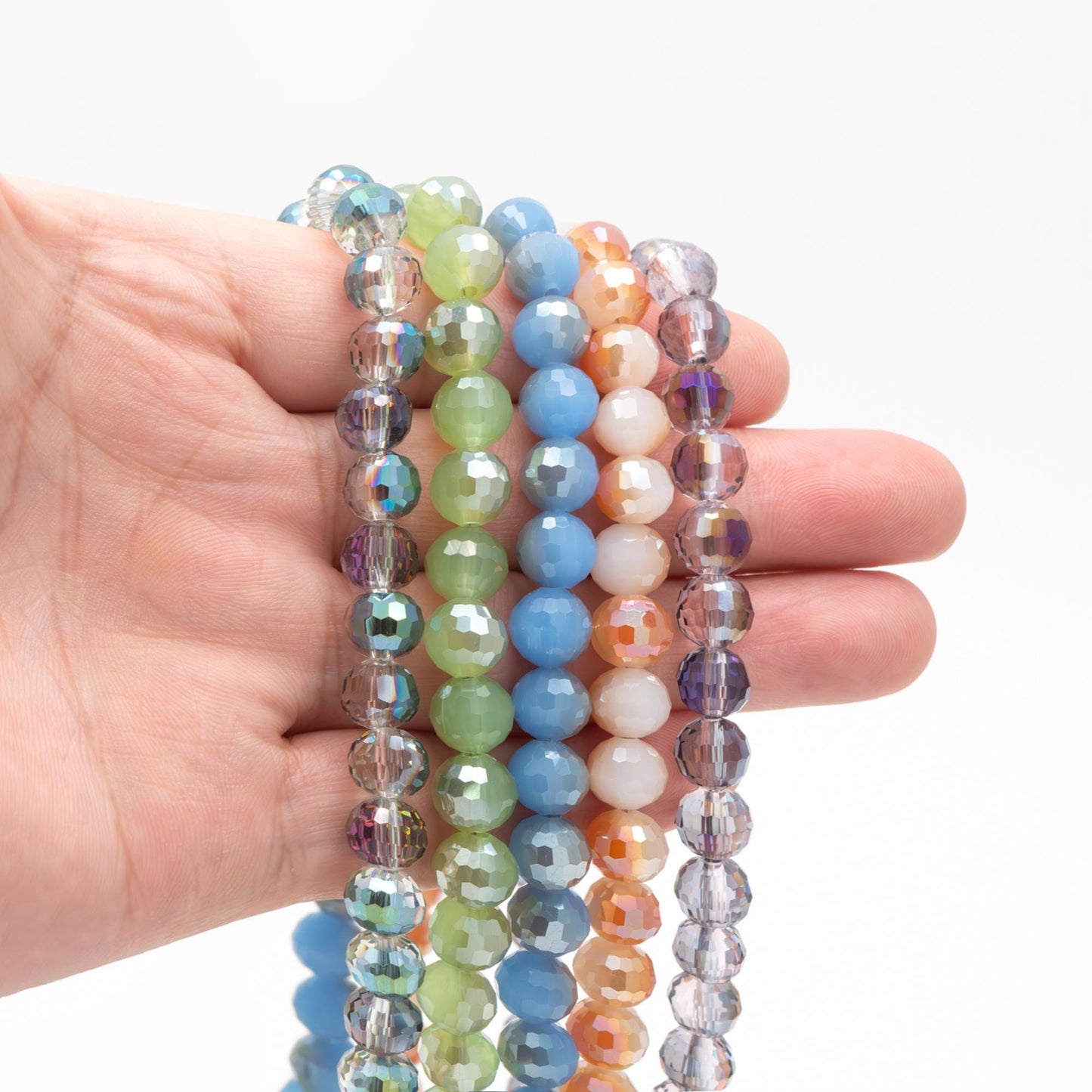 70pcs Round Faceted Crystal Glass Beads 8mm (96QZ-08)