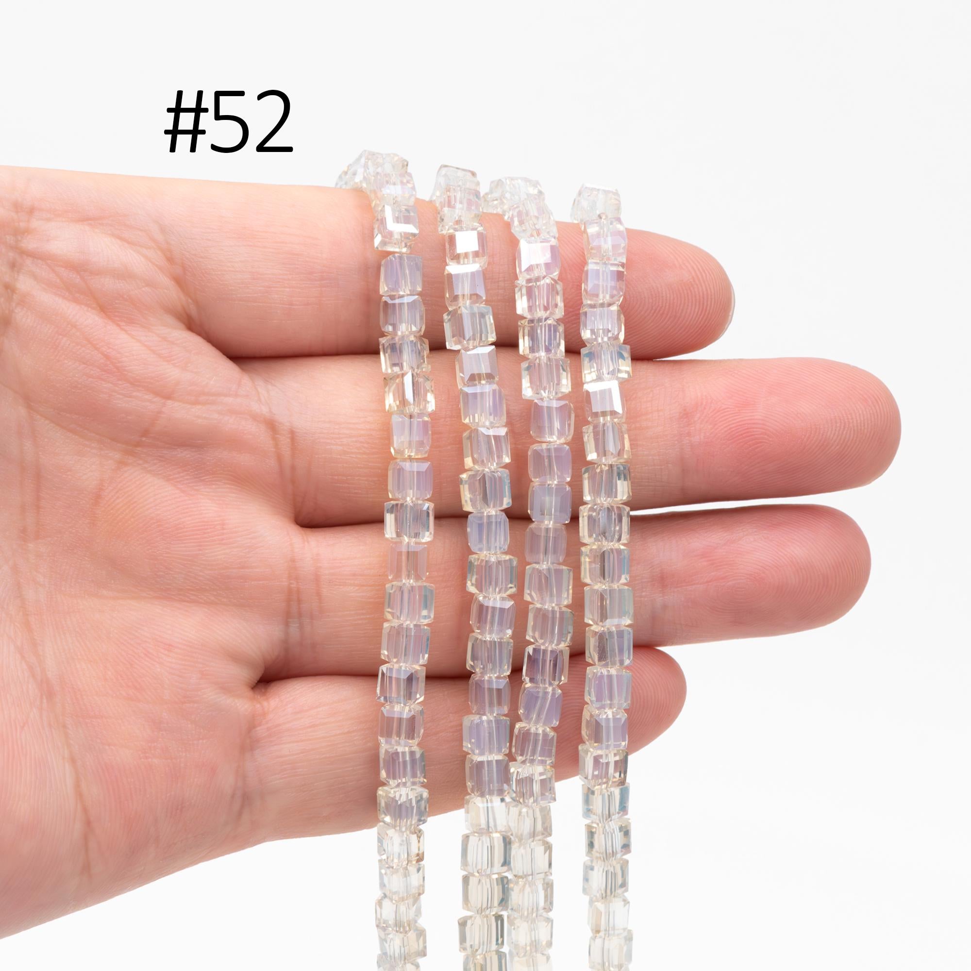 95pcs Cube Crystal Glass Faceted Beads 4mm, (FZ-04)