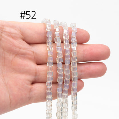 95pcs Cube Crystal Glass Faceted Beads 4mm, (FZ-04)