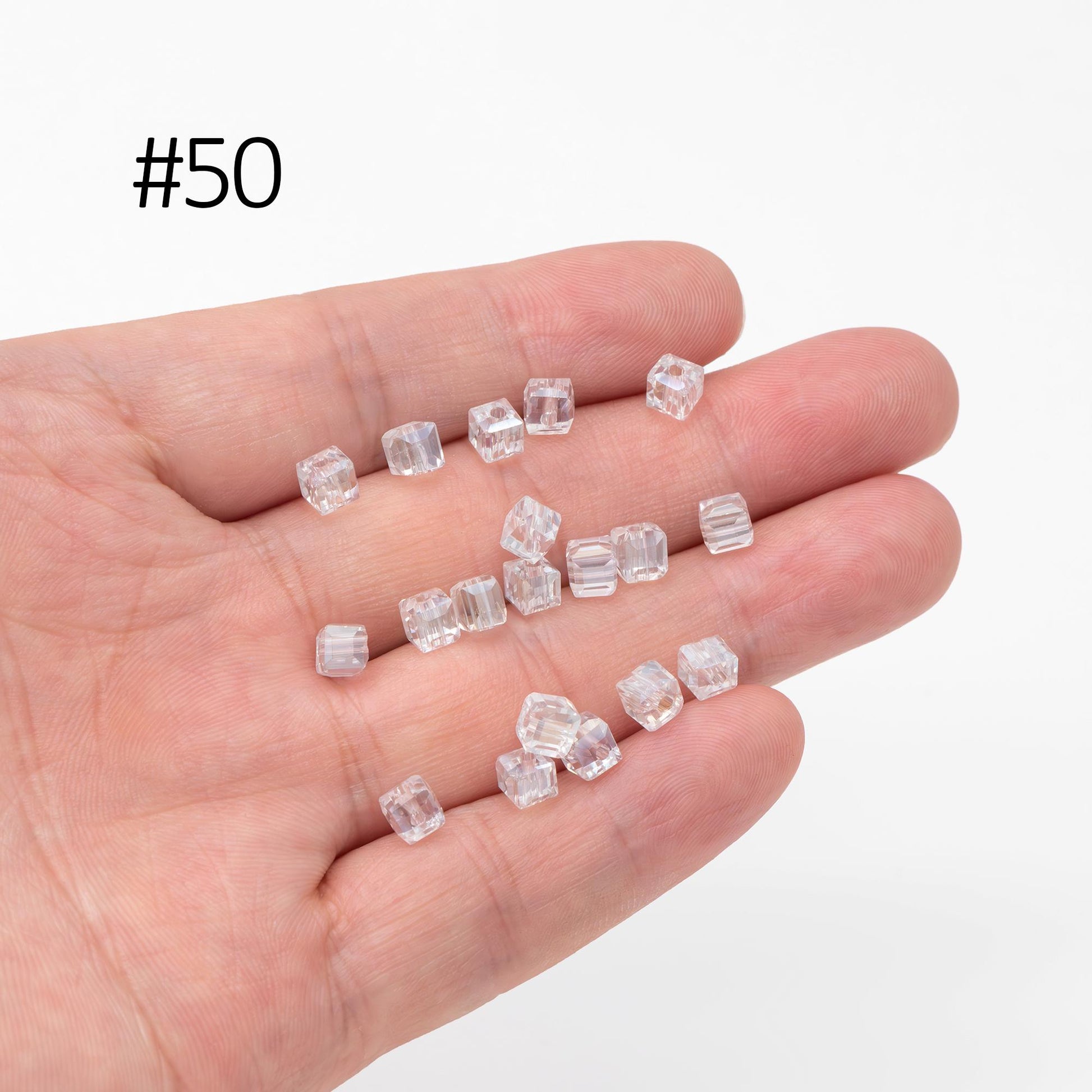 95pcs Cube Crystal Glass Faceted Beads 4mm, (FZ-04)